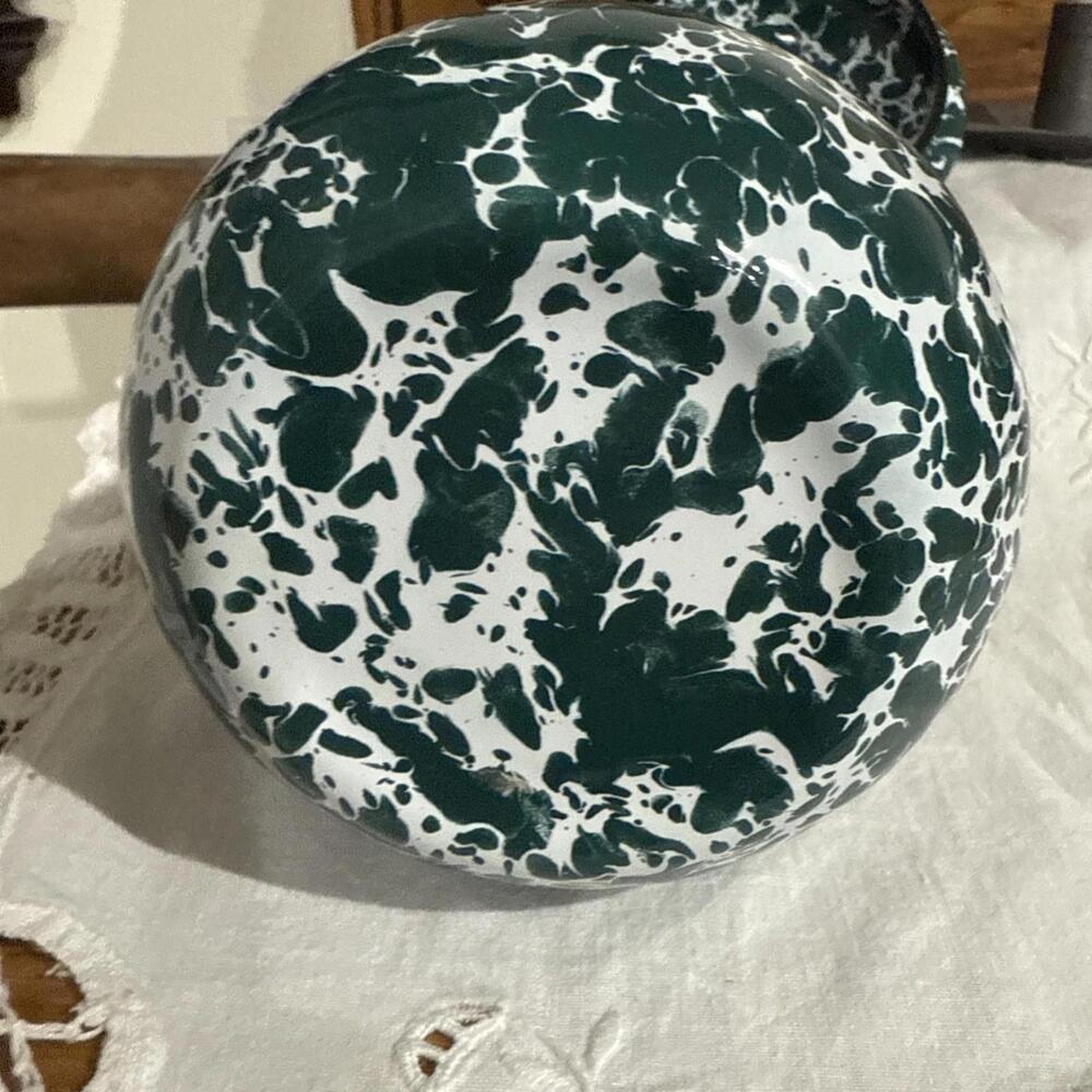 VTG Graniteware Enamel Ware USA Covered Sugar Bowl Dark Green Primitive Farmhous - Picture 5 of 8